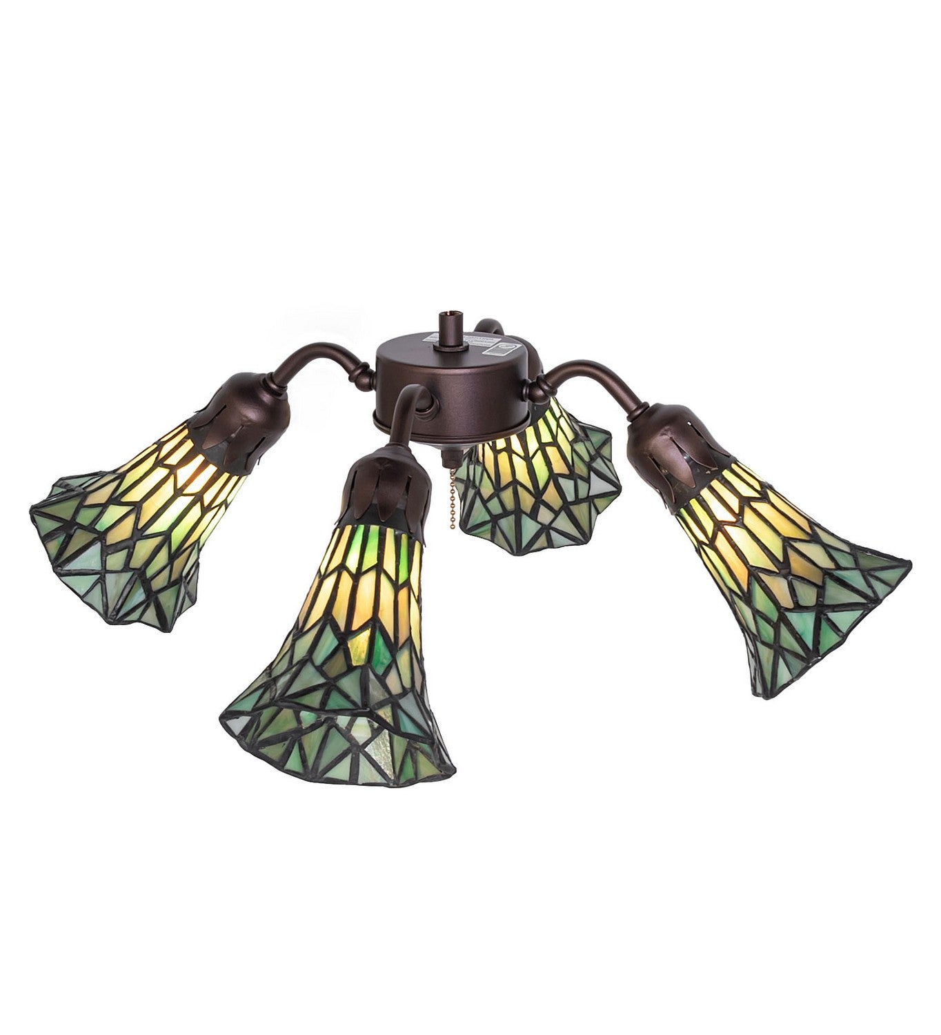 Meyda Tiffany - 261516 - Four Light Fan Light - Stained Glass Pond Lily - Mahogany Bronze