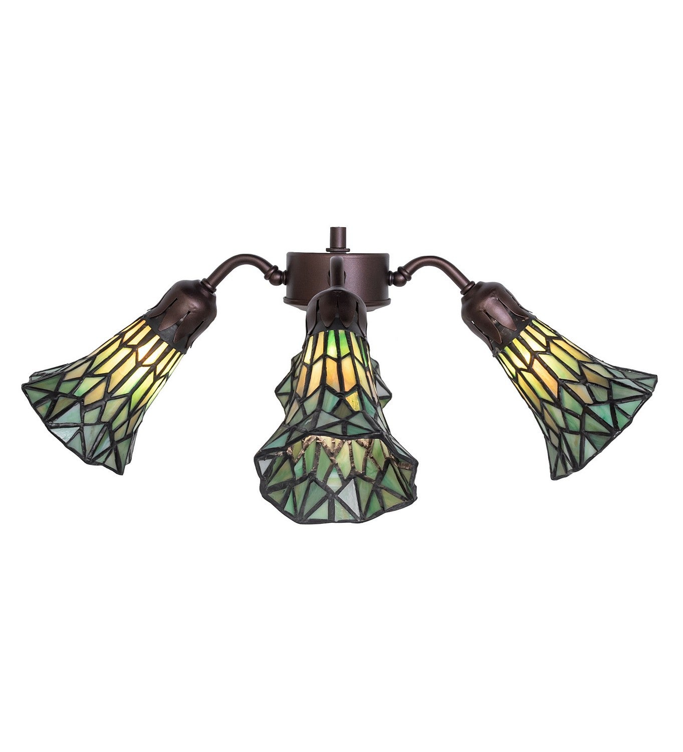 Meyda Tiffany - 261516 - Four Light Fan Light - Stained Glass Pond Lily - Mahogany Bronze