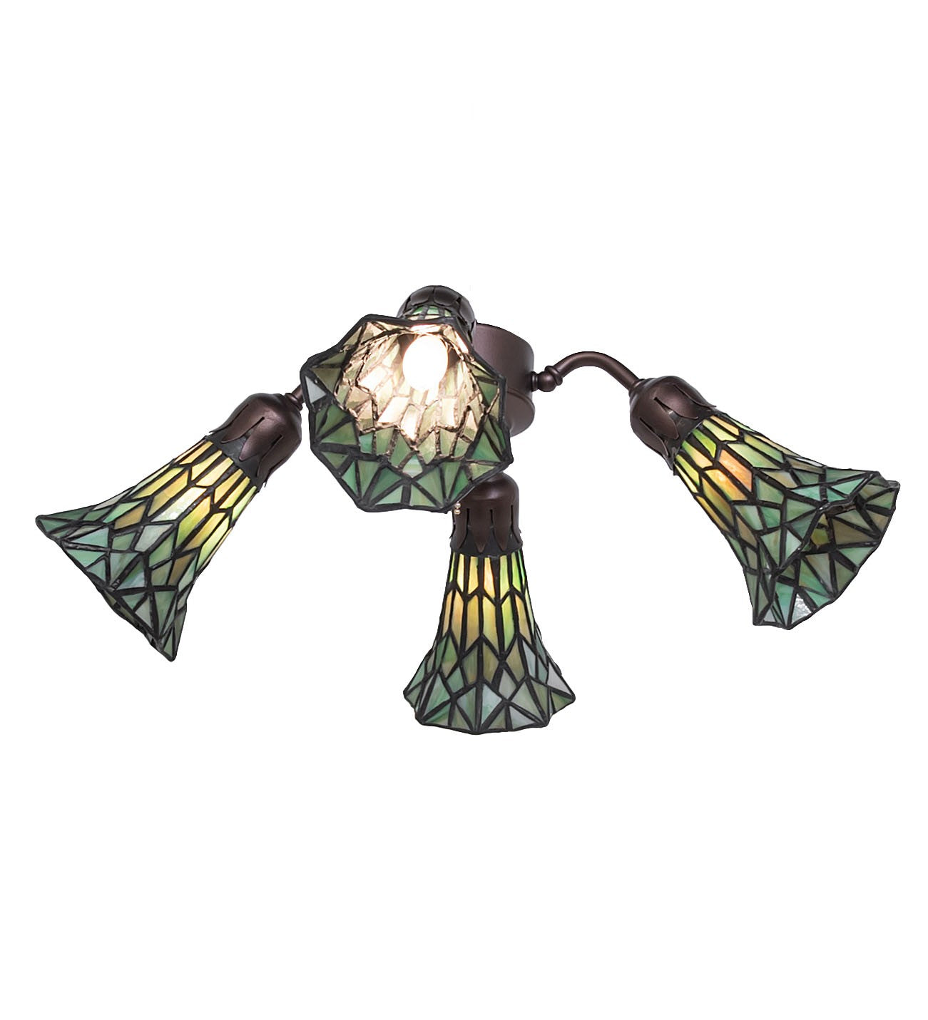 Meyda Tiffany - 261516 - Four Light Fan Light - Stained Glass Pond Lily - Mahogany Bronze