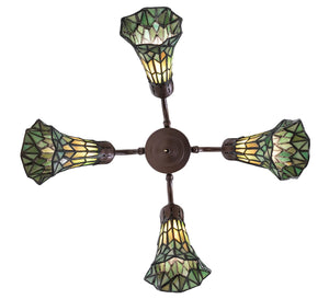 Meyda Tiffany - 261516 - Four Light Fan Light - Stained Glass Pond Lily - Mahogany Bronze