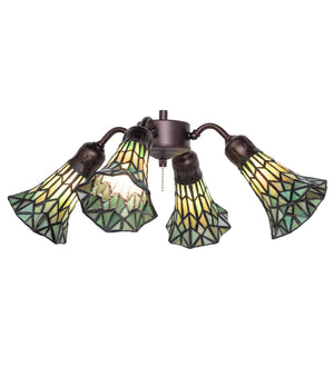 Meyda Tiffany - 261516 - Four Light Fan Light - Stained Glass Pond Lily - Mahogany Bronze