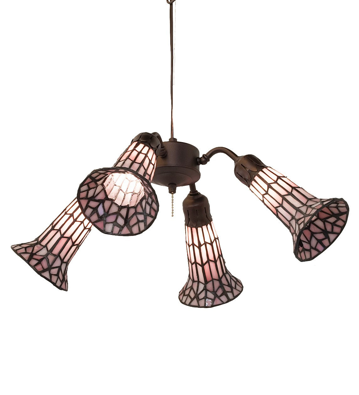 Meyda Tiffany - 261517 - Four Light Fan Light - Stained Glass Pond Lily - Mahogany Bronze