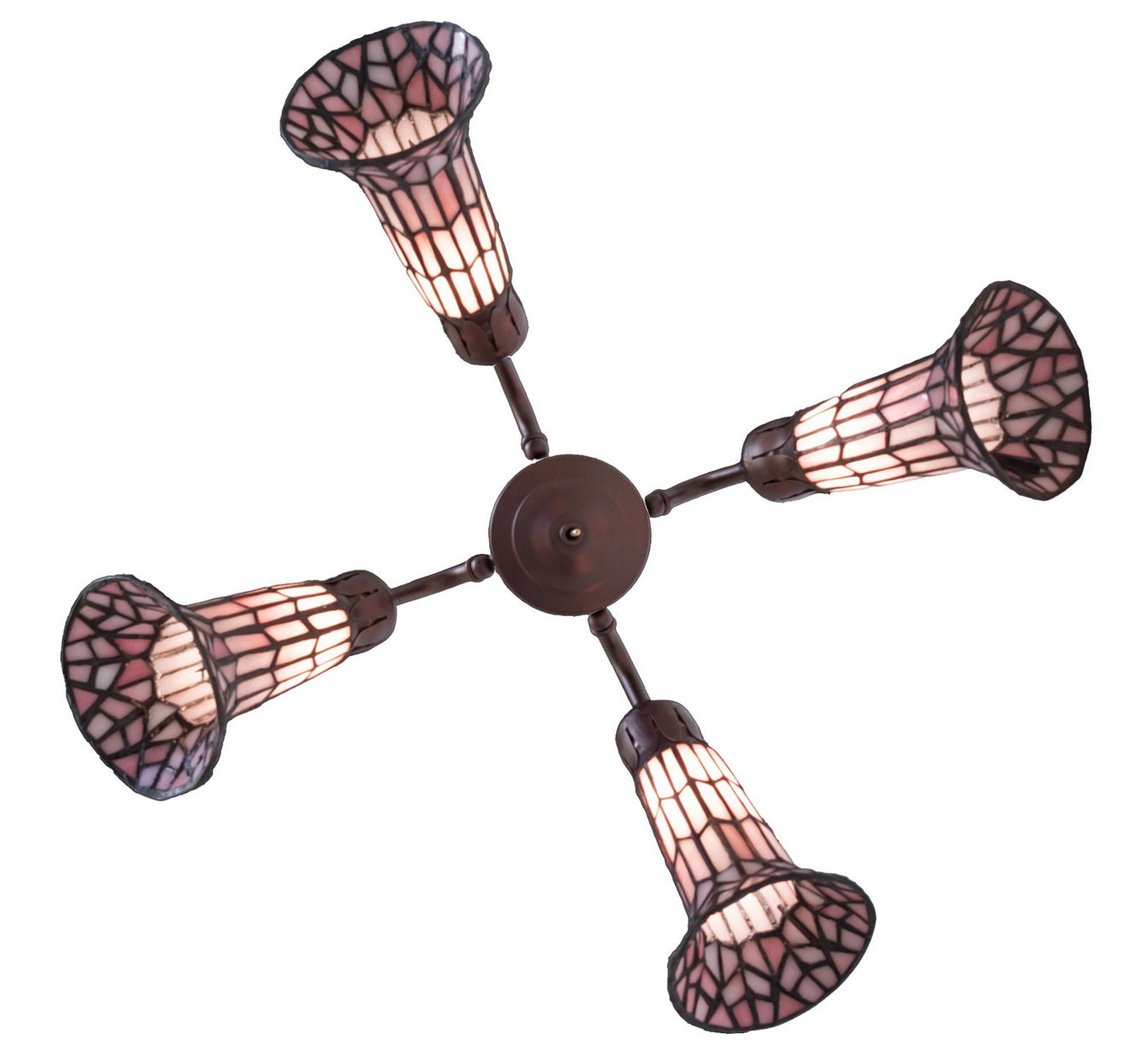 Meyda Tiffany - 261517 - Four Light Fan Light - Stained Glass Pond Lily - Mahogany Bronze