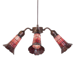 Meyda Tiffany - 261519 - Four Light Fan Light - Stained Glass Pond Lily - Mahogany Bronze