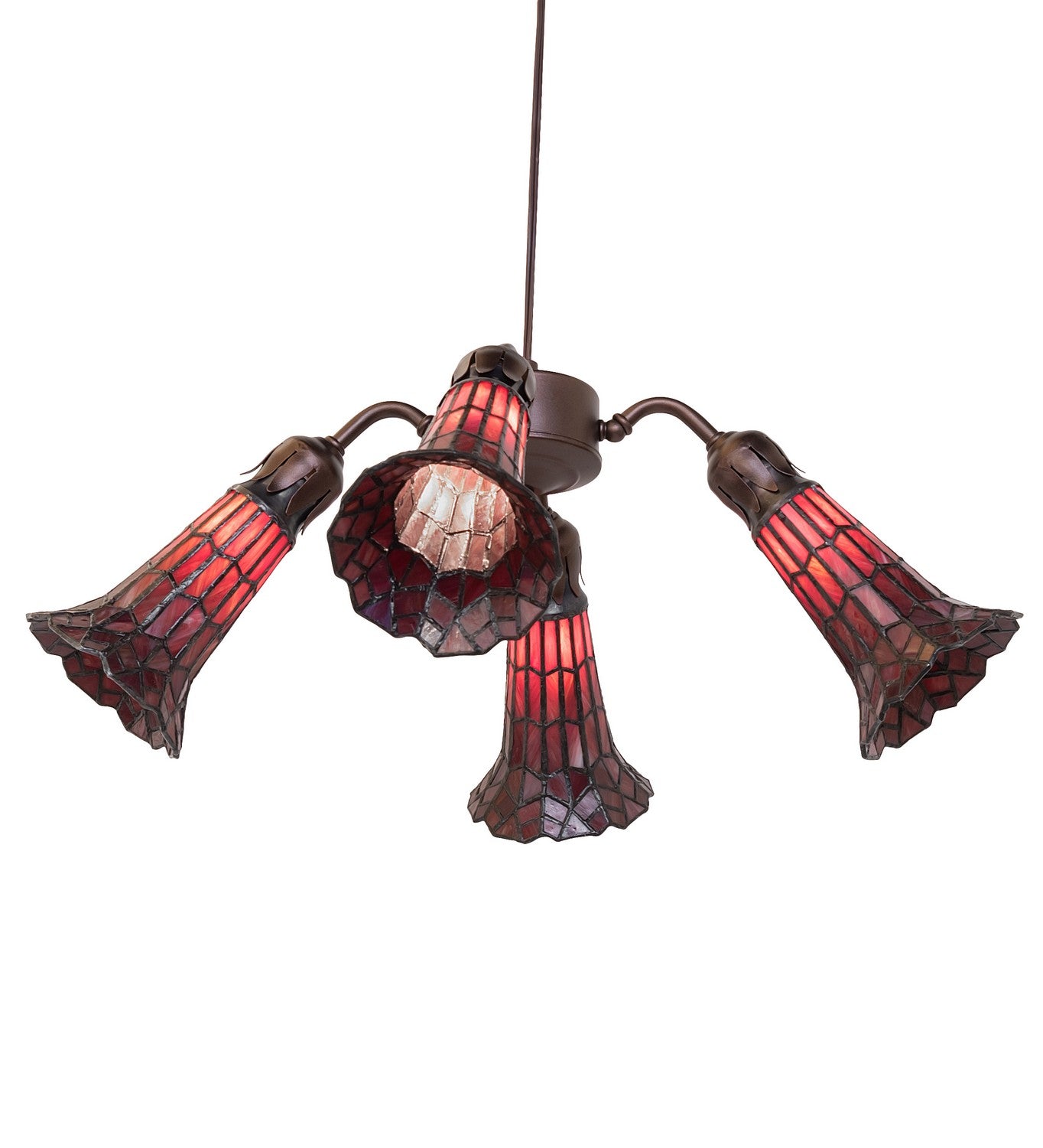 Meyda Tiffany - 261519 - Four Light Fan Light - Stained Glass Pond Lily - Mahogany Bronze