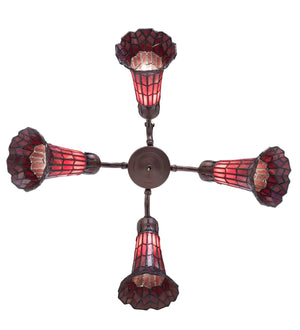 Meyda Tiffany - 261519 - Four Light Fan Light - Stained Glass Pond Lily - Mahogany Bronze