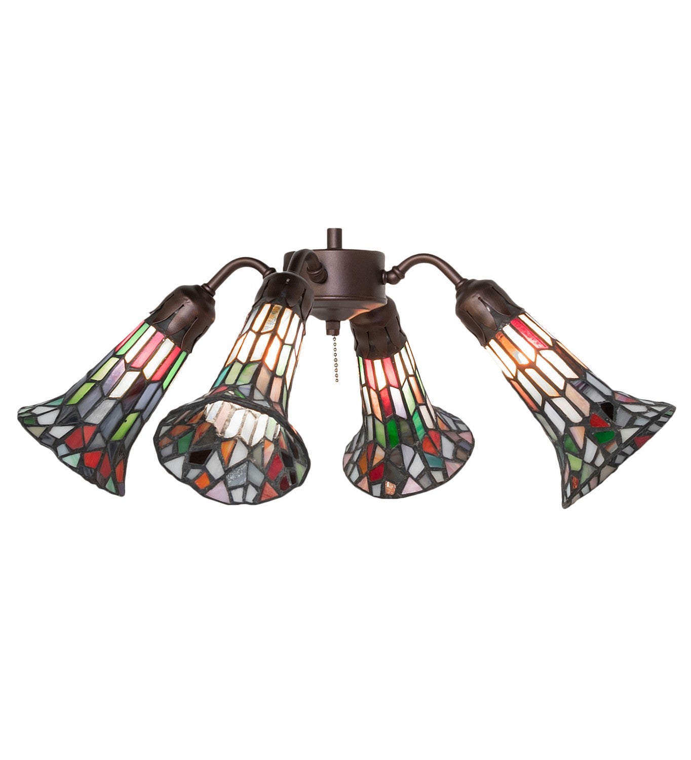 Meyda Tiffany - 261521 - Four Light Fan Light - Stained Glass Pond Lily - Mahogany Bronze