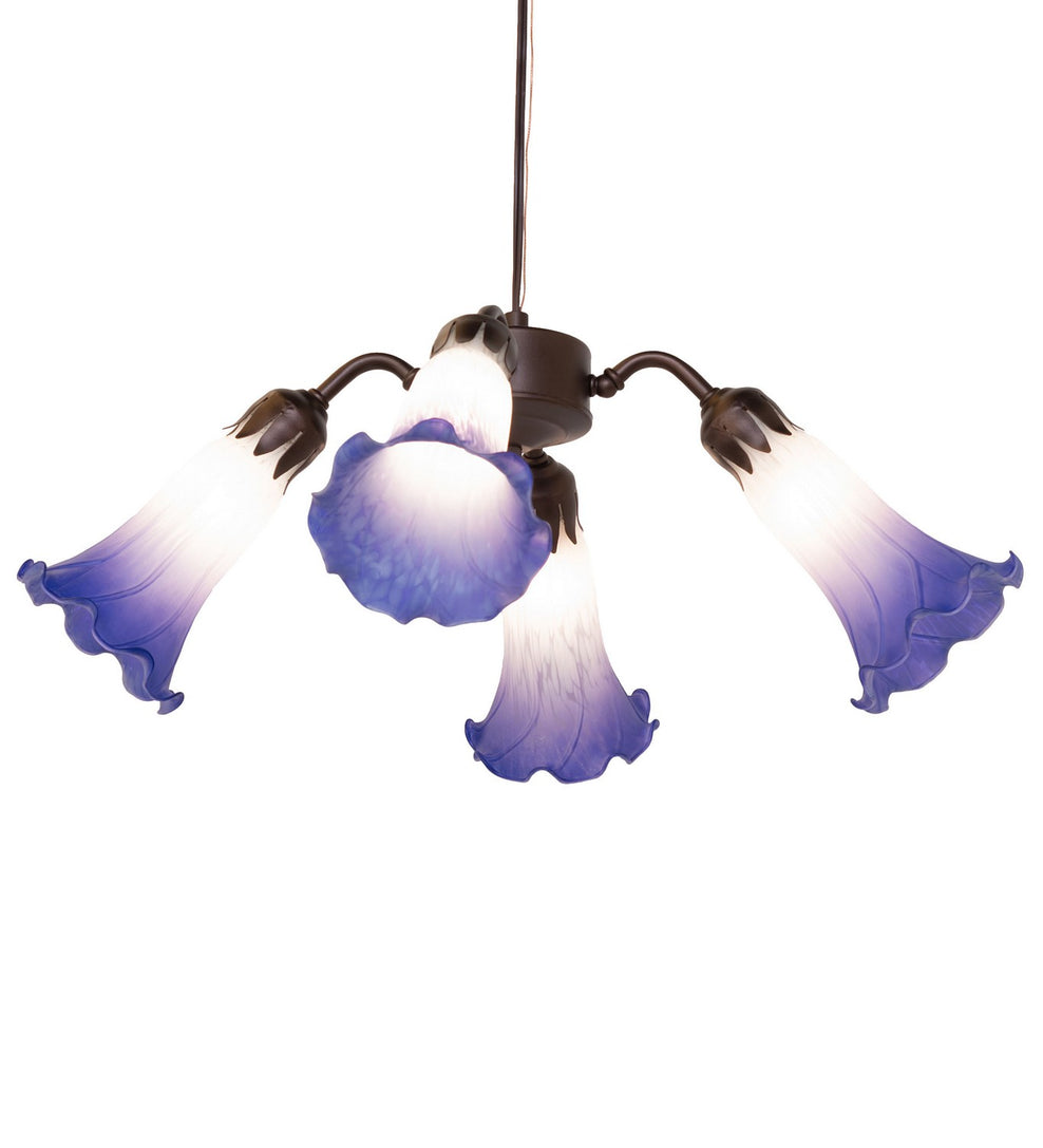 Meyda Tiffany - 261522 - Four Light Fan Light - Blue/White - Mahogany Bronze