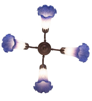 Meyda Tiffany - 261522 - Four Light Fan Light - Blue/White - Mahogany Bronze