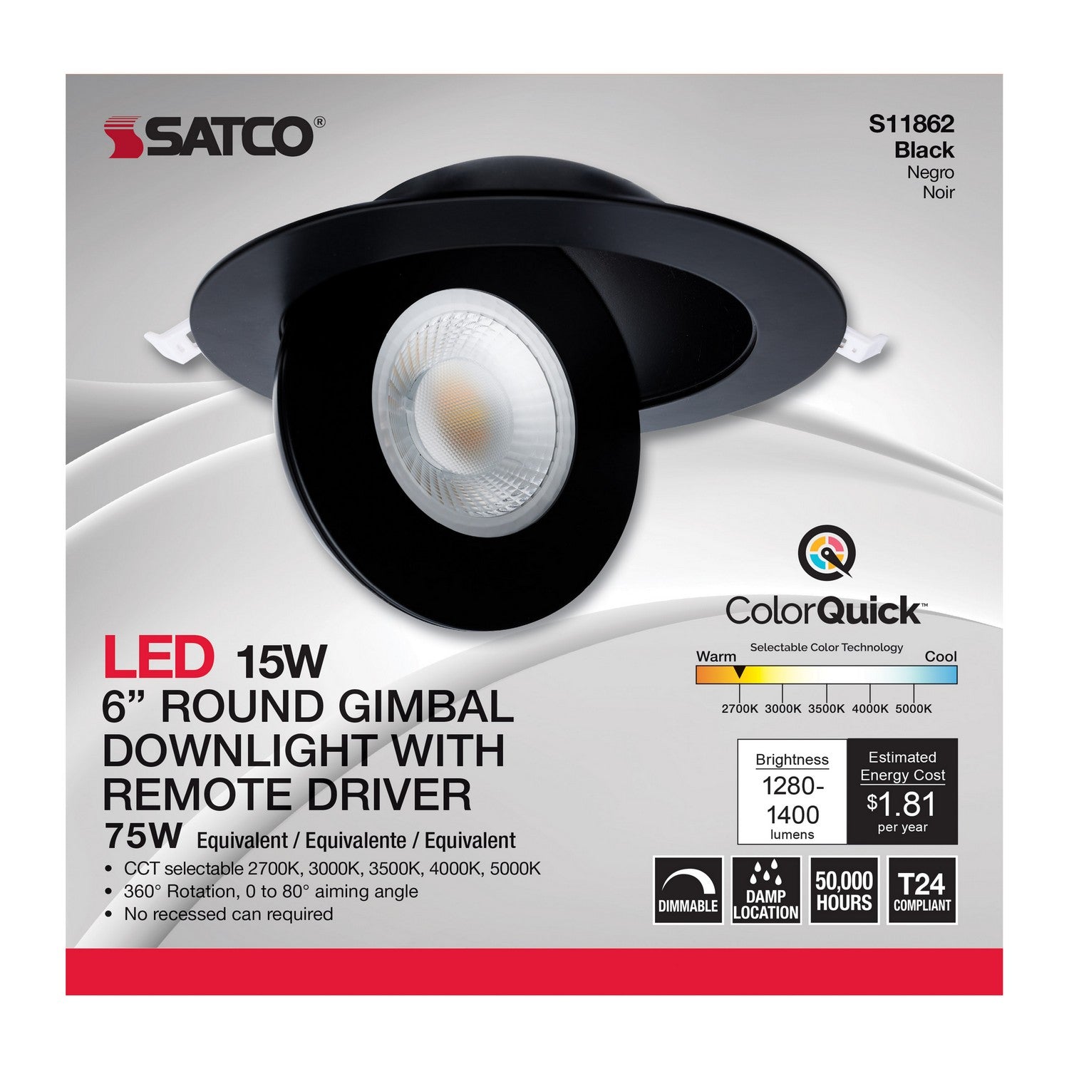 Satco - S11862 - LED Downlight - Black