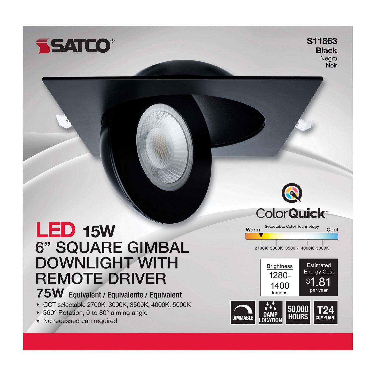 Satco - S11863 - LED Downlight - Black