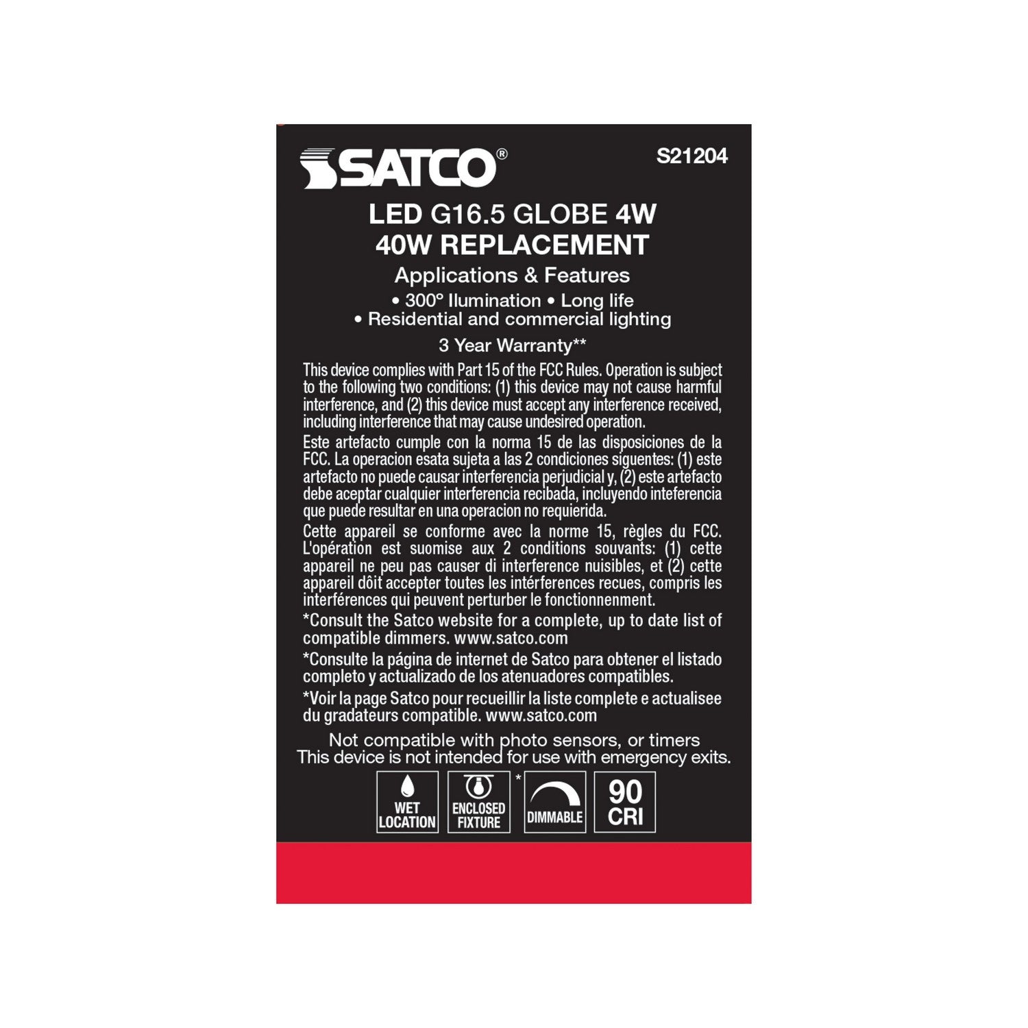 Satco - S21204 - Light Bulb - Clear