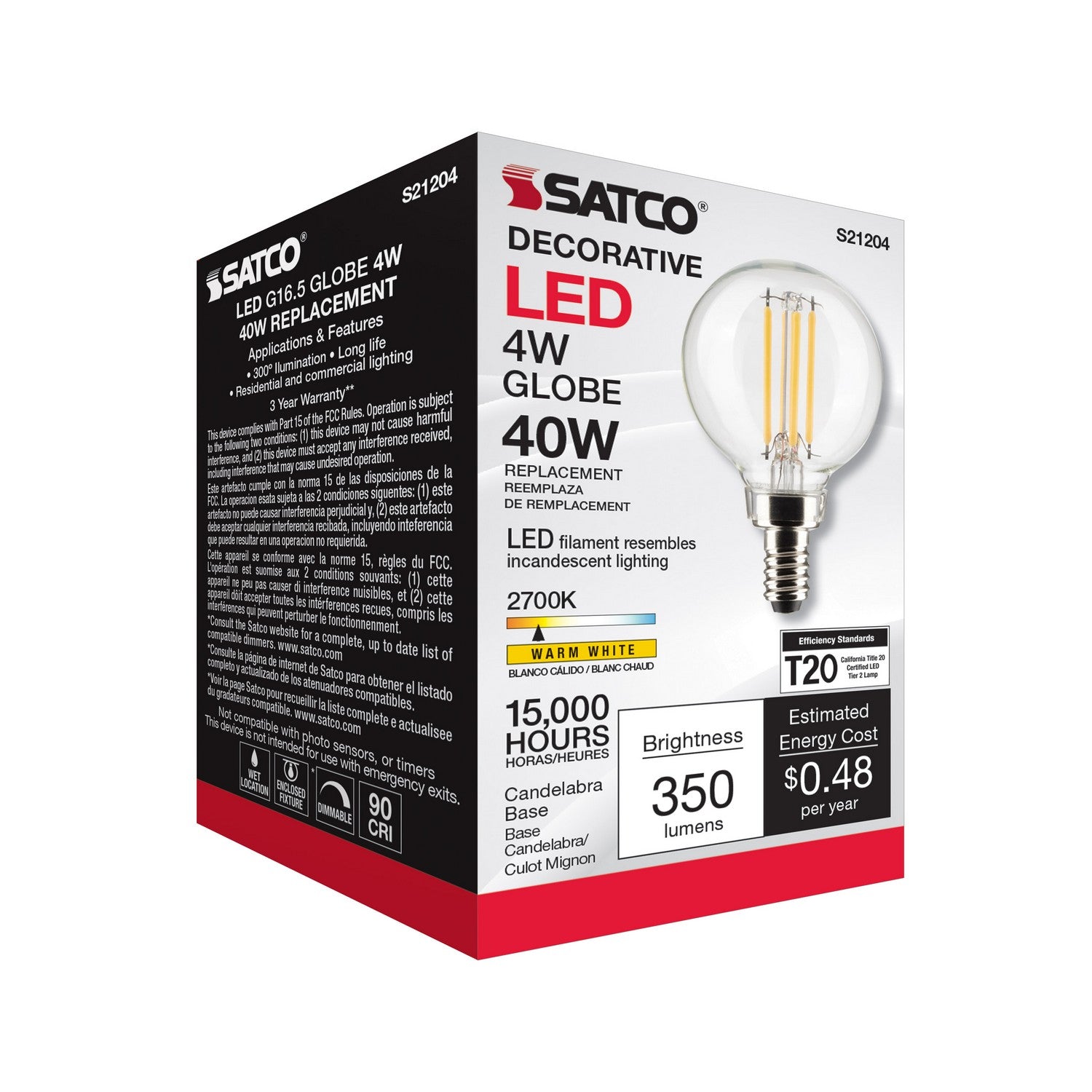 Satco - S21204 - Light Bulb - Clear