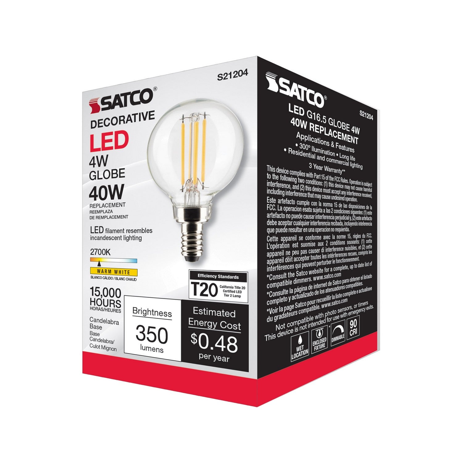Satco - S21204 - Light Bulb - Clear