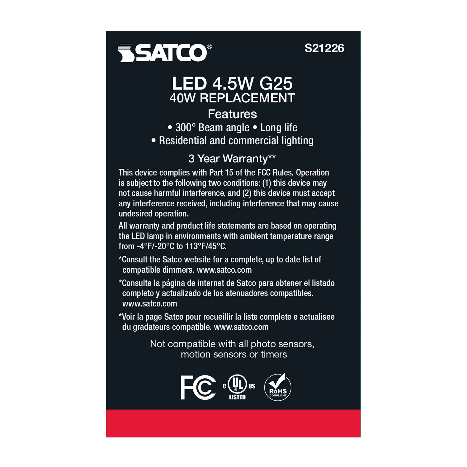 Satco - S21226 - Light Bulb - Clear