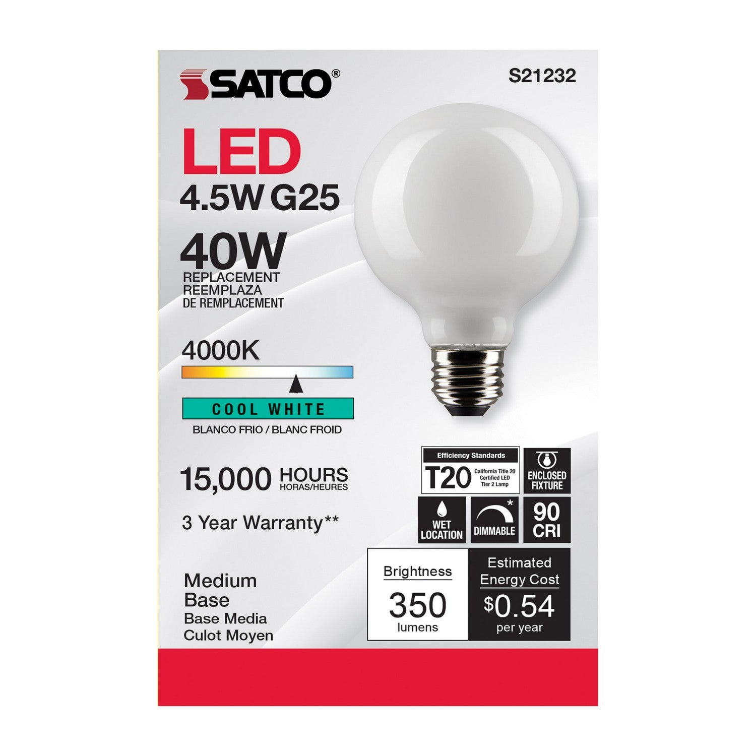 Satco - S21232 - Light Bulb - White