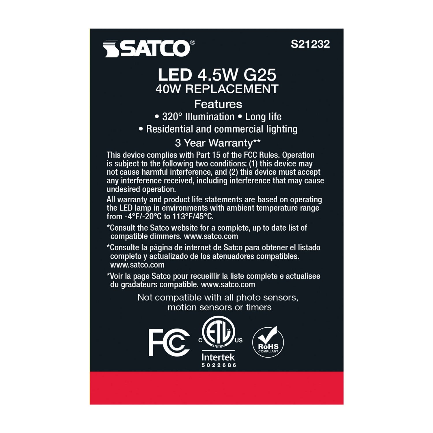 Satco - S21232 - Light Bulb - White