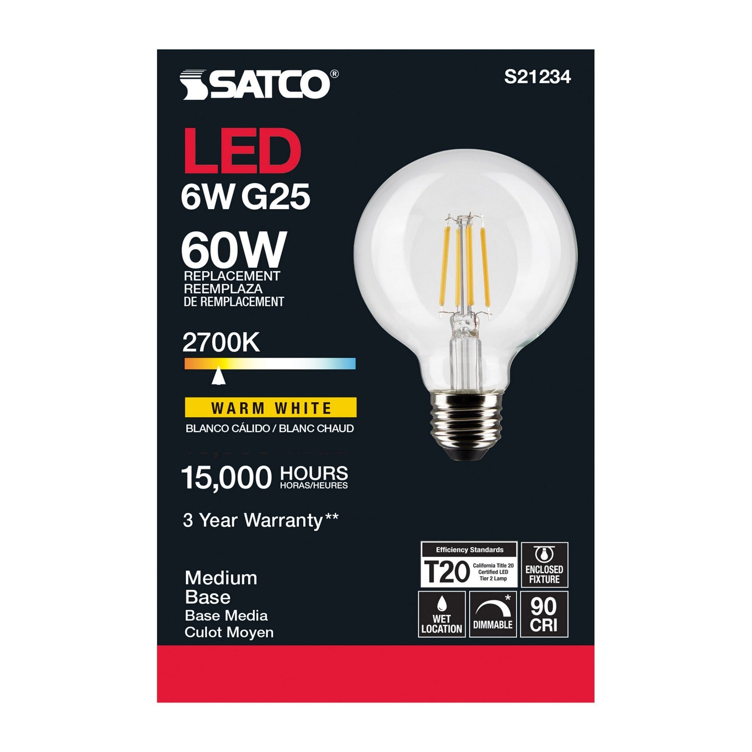 Satco - S21234 - Light Bulb - Clear