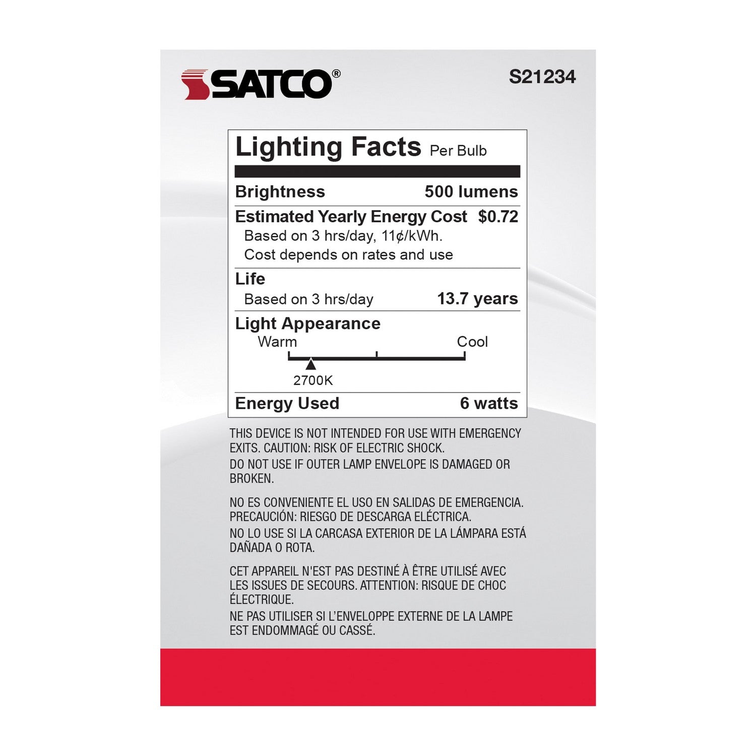 Satco - S21234 - Light Bulb - Clear