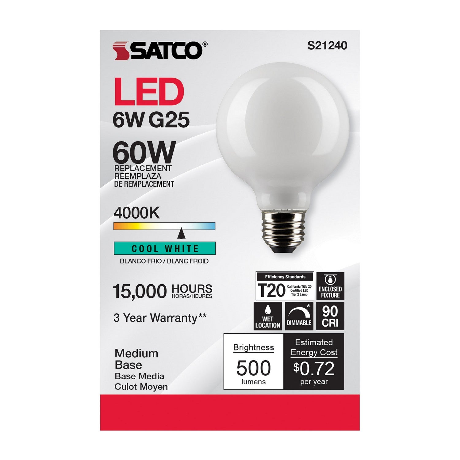Satco - S21240 - Light Bulb - White