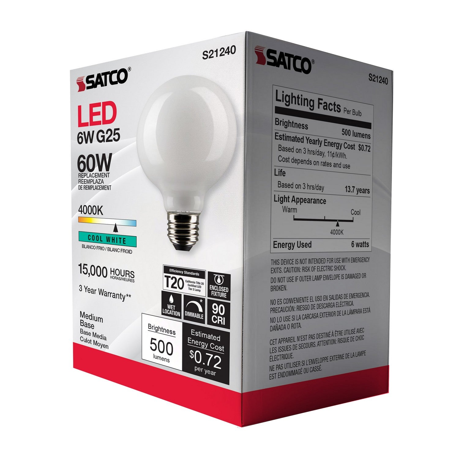 Satco - S21240 - Light Bulb - White