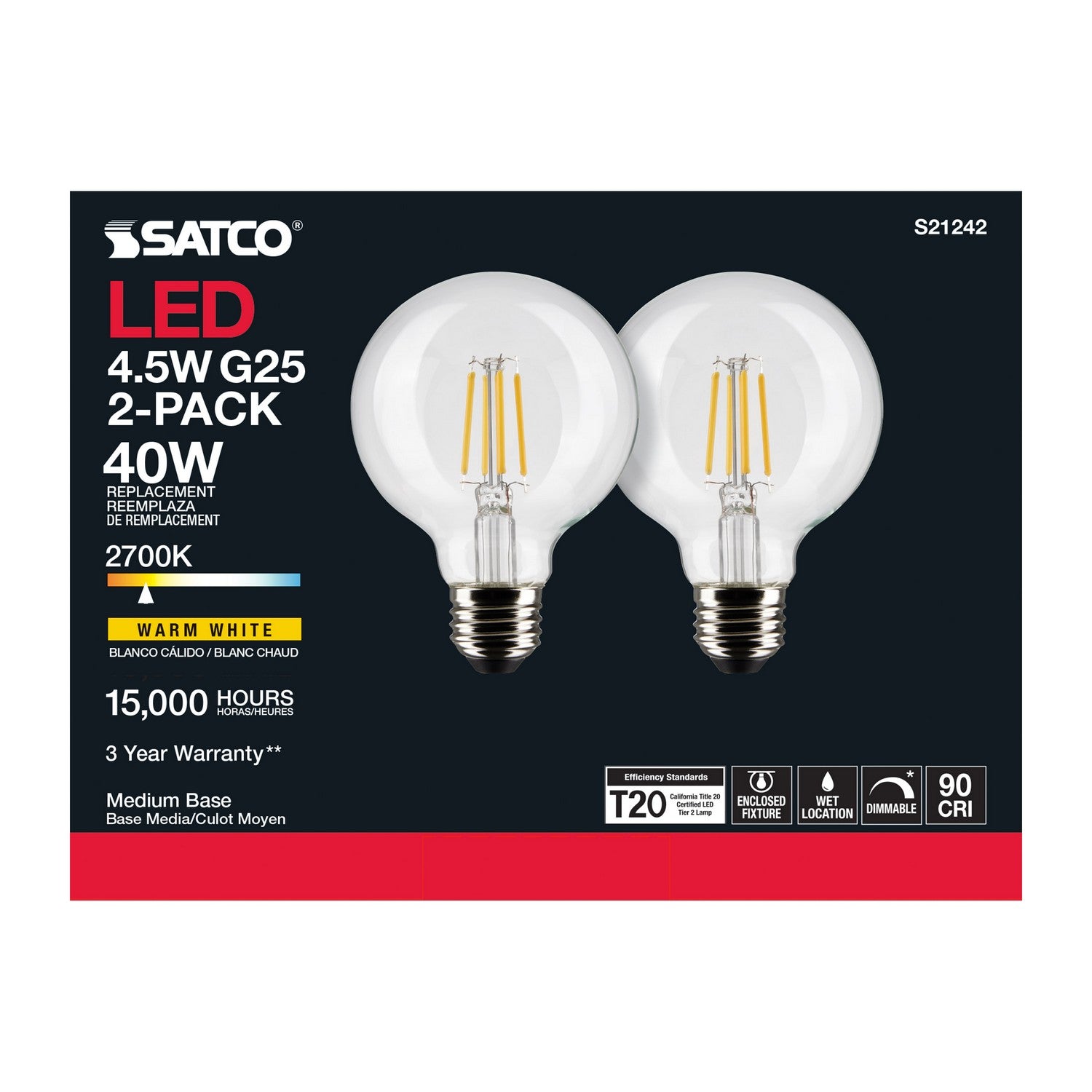 Satco - S21242 - Light Bulb - Clear