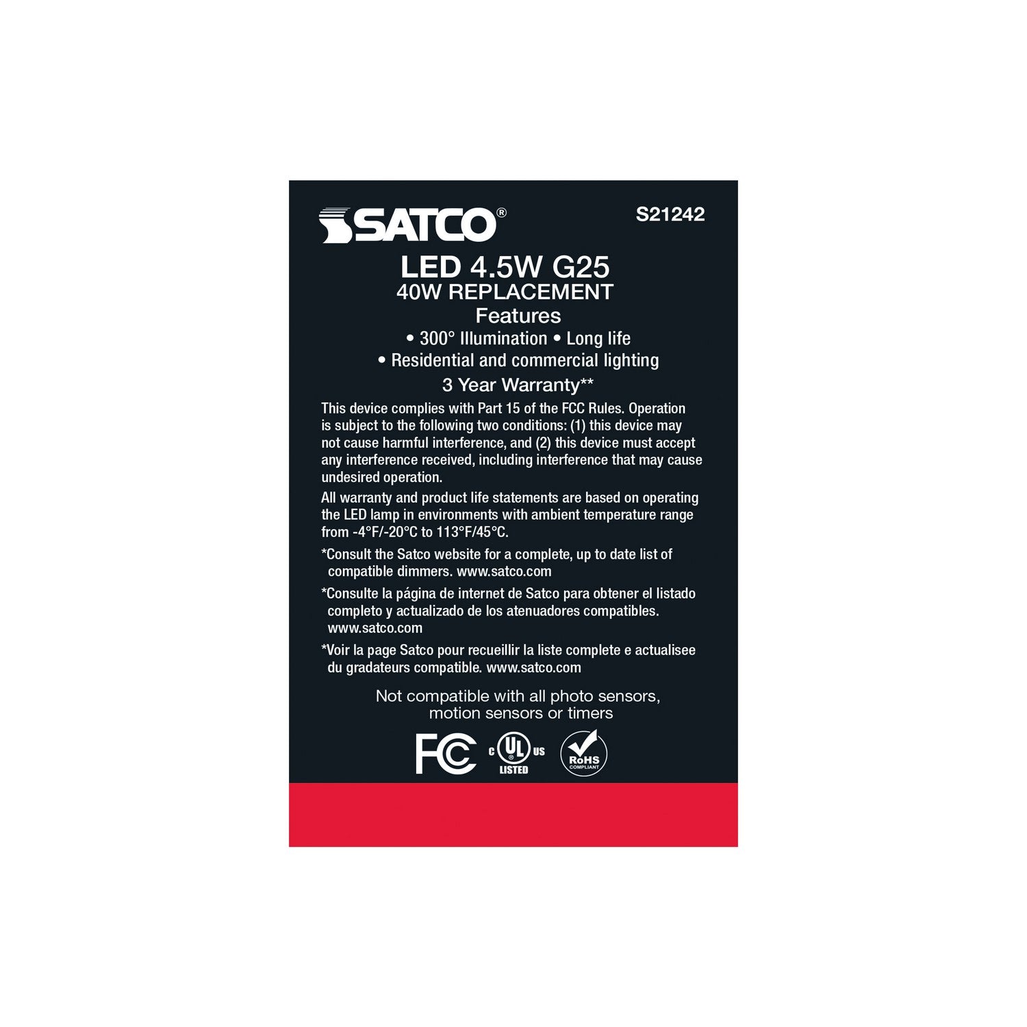 Satco - S21242 - Light Bulb - Clear