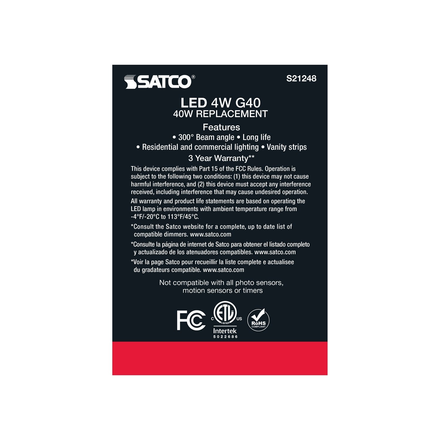 Satco - S21248 - Light Bulb - Clear