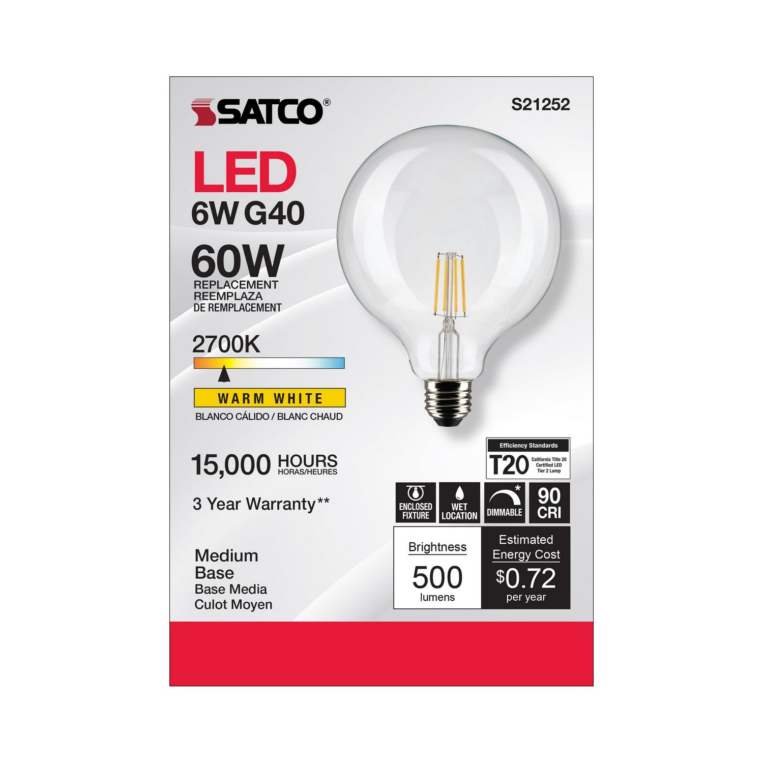 Satco - S21252 - Light Bulb - Clear