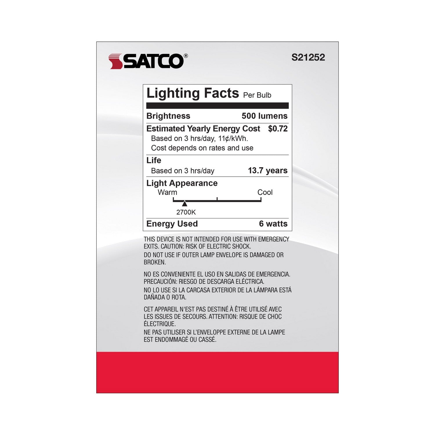 Satco - S21252 - Light Bulb - Clear