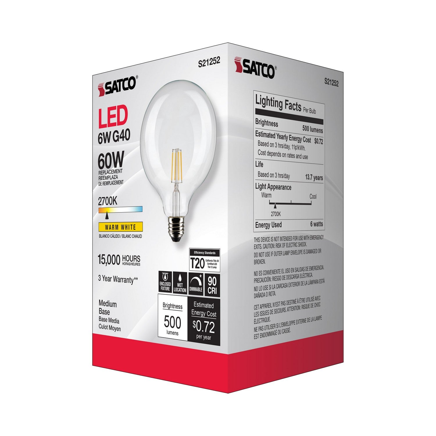 Satco - S21252 - Light Bulb - Clear