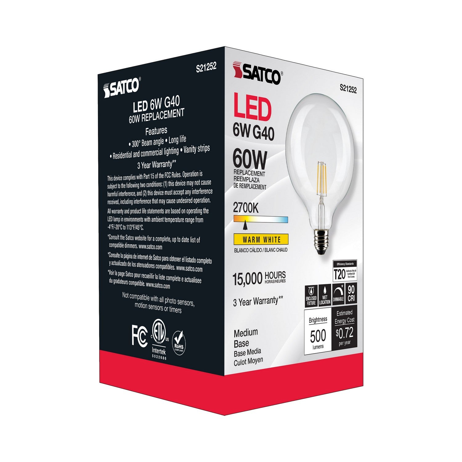 Satco - S21252 - Light Bulb - Clear