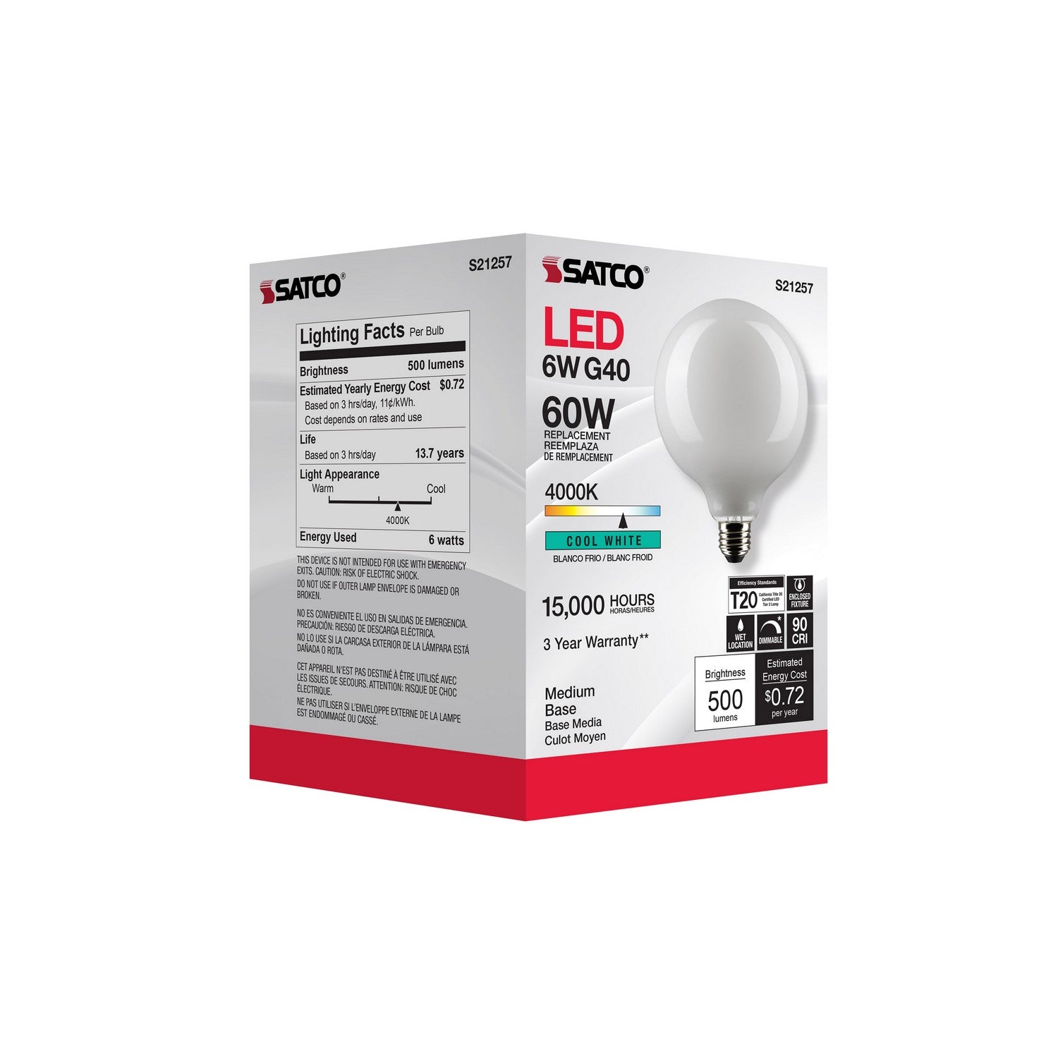 Satco - S21257 - Light Bulb - White