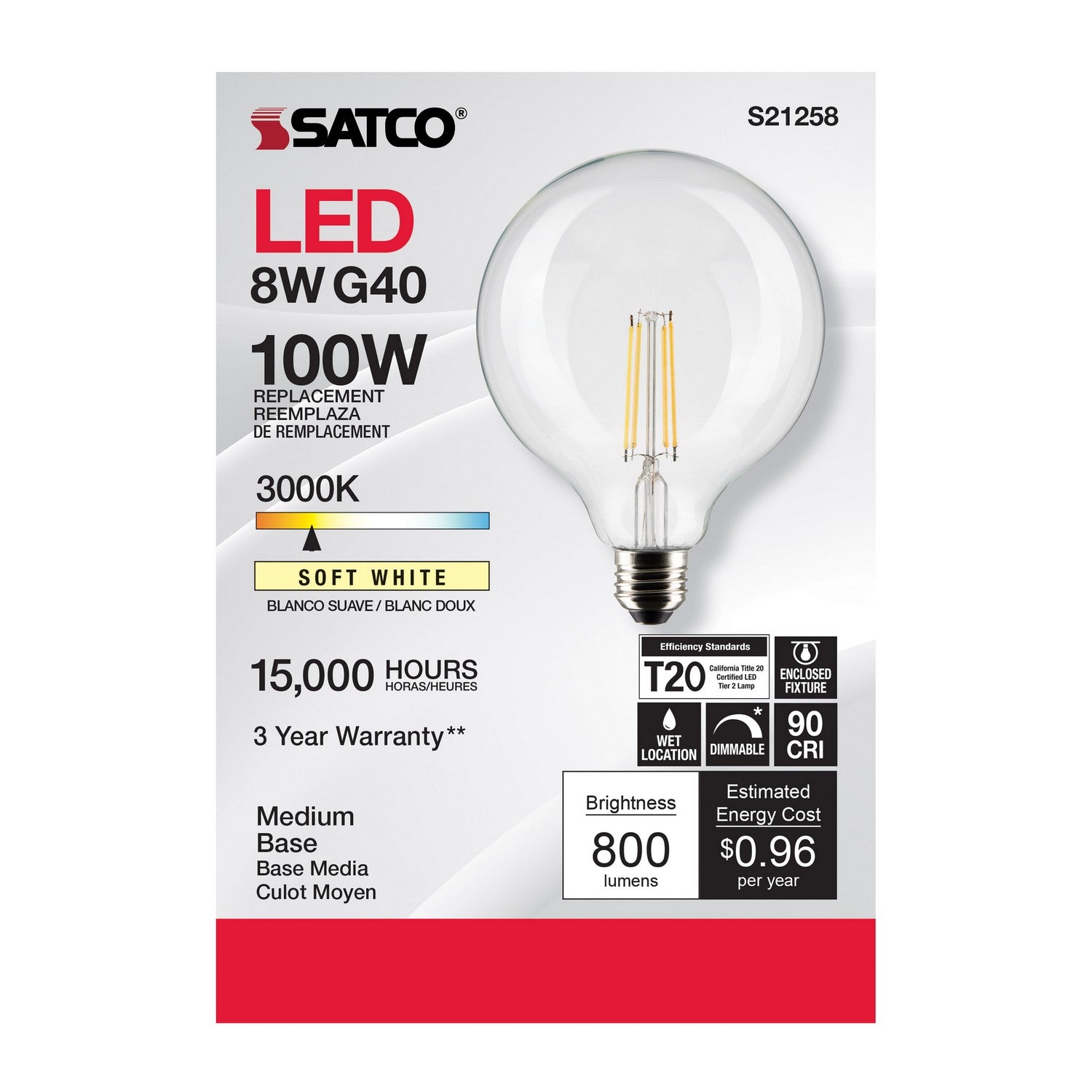Satco - S21258 - Light Bulb - Clear