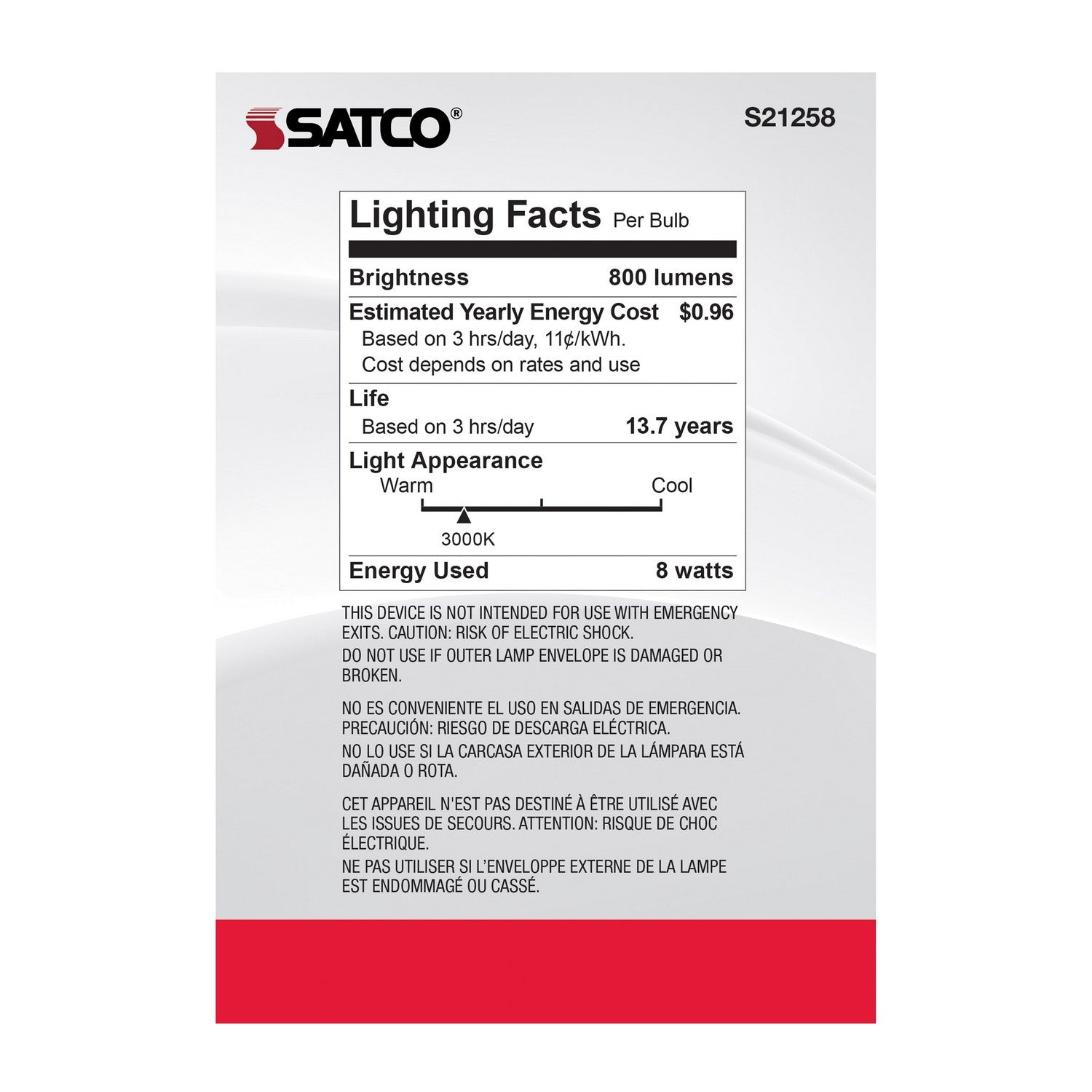 Satco - S21258 - Light Bulb - Clear