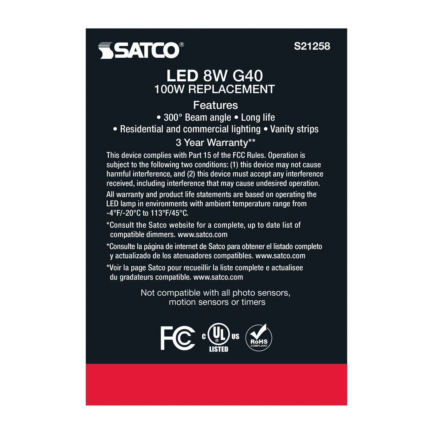 Satco - S21258 - Light Bulb - Clear