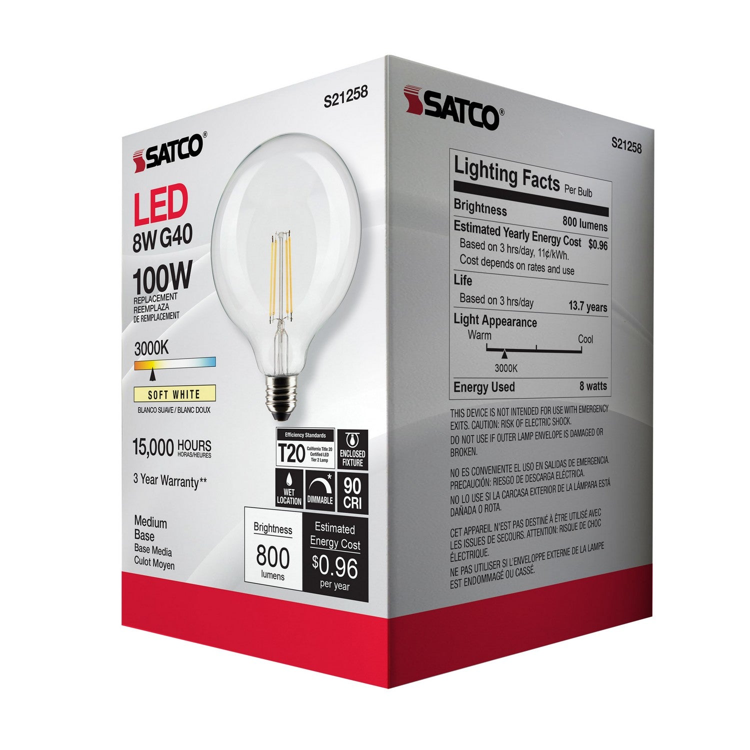 Satco - S21258 - Light Bulb - Clear