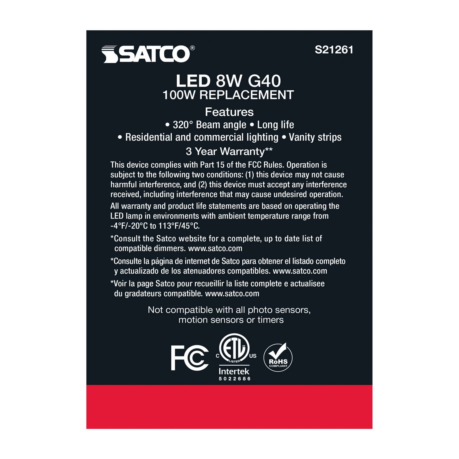 Satco - S21261 - Light Bulb - White