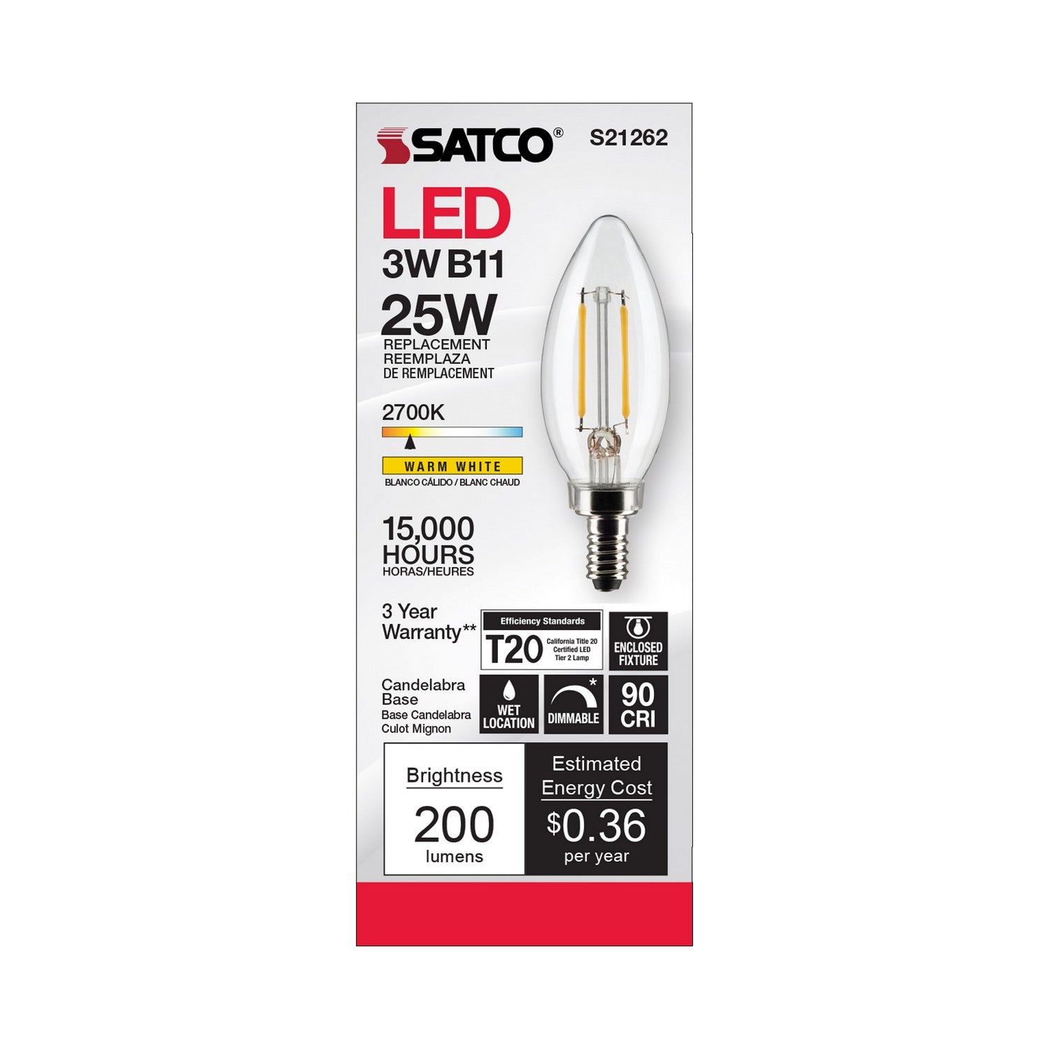 Satco - S21262 - Light Bulb - Clear