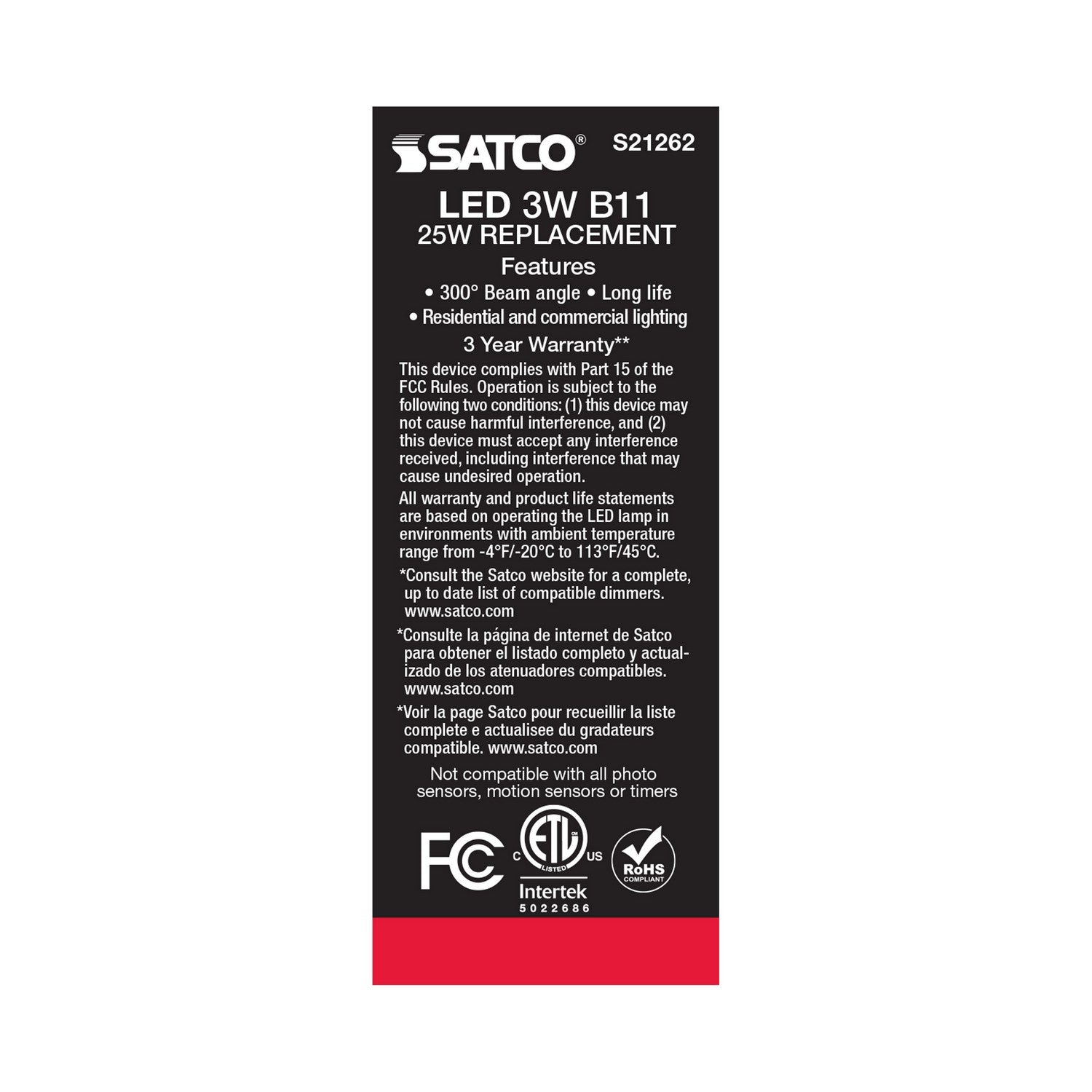 Satco - S21262 - Light Bulb - Clear