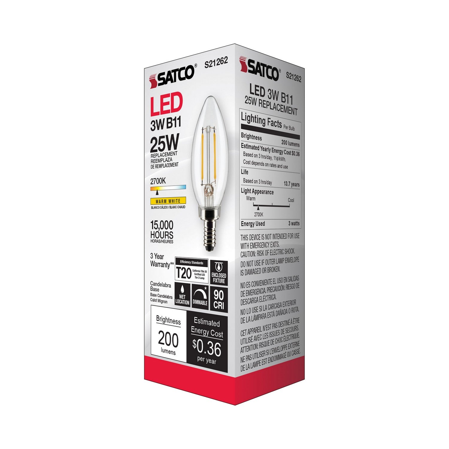 Satco - S21262 - Light Bulb - Clear
