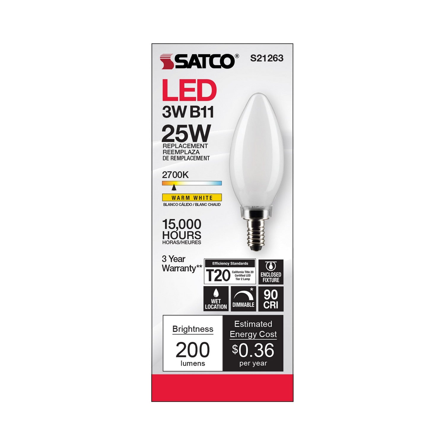 Satco - S21263 - Light Bulb - Frost