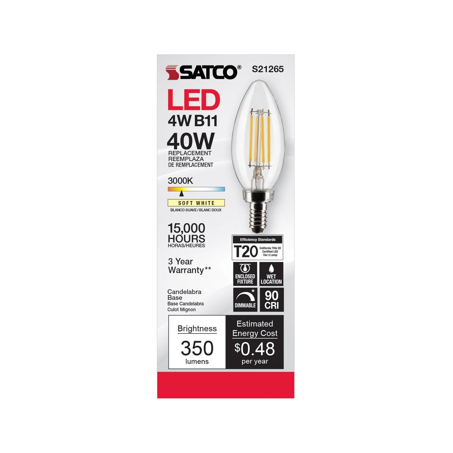 Satco - S21265 - Light Bulb - Clear