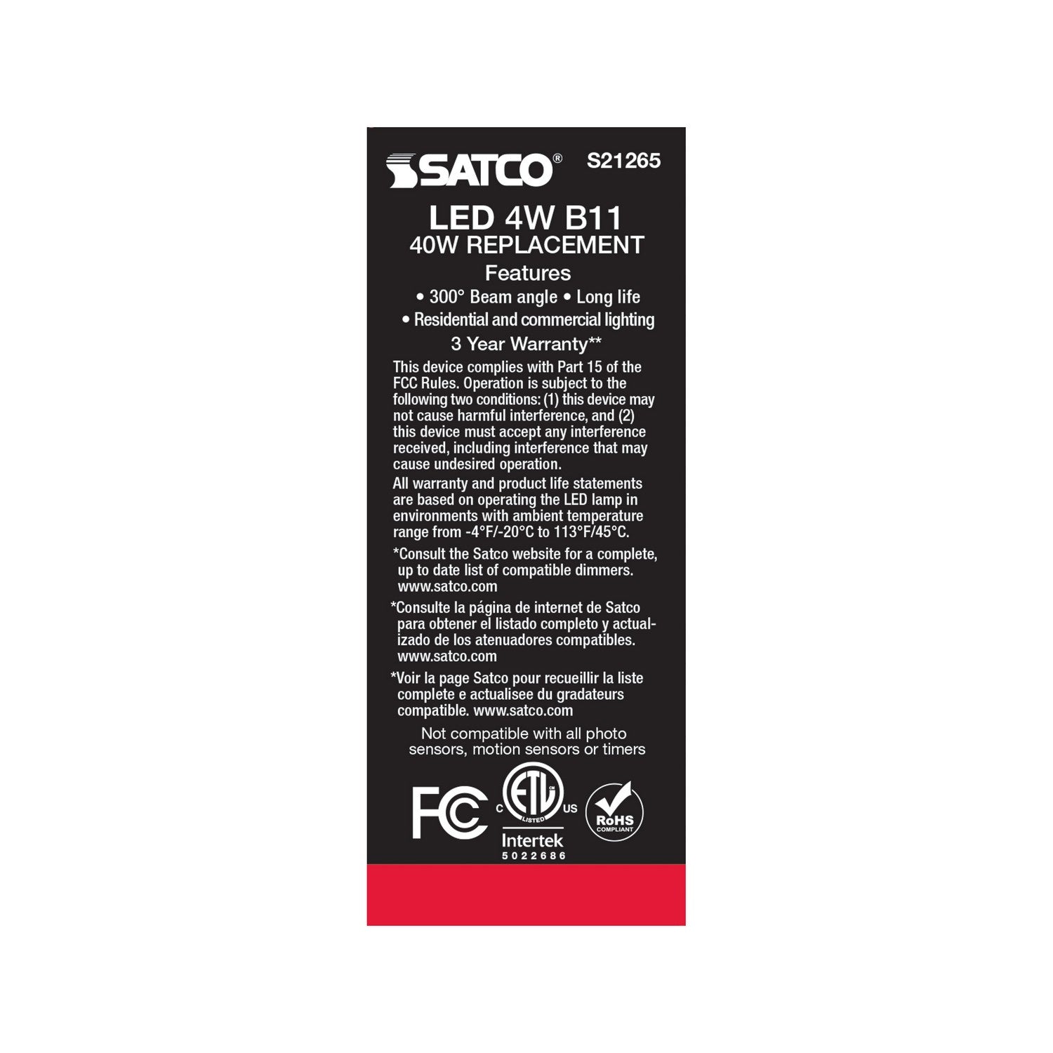 Satco - S21265 - Light Bulb - Clear