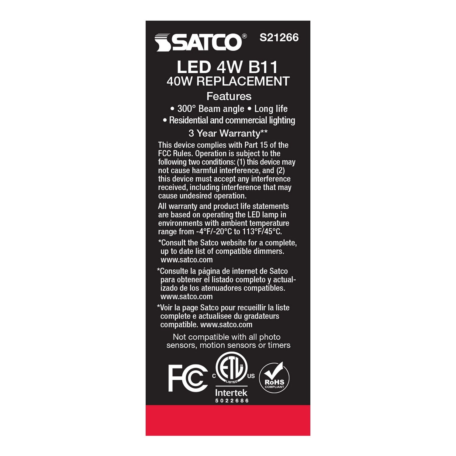 Satco - S21266 - Light Bulb - Clear