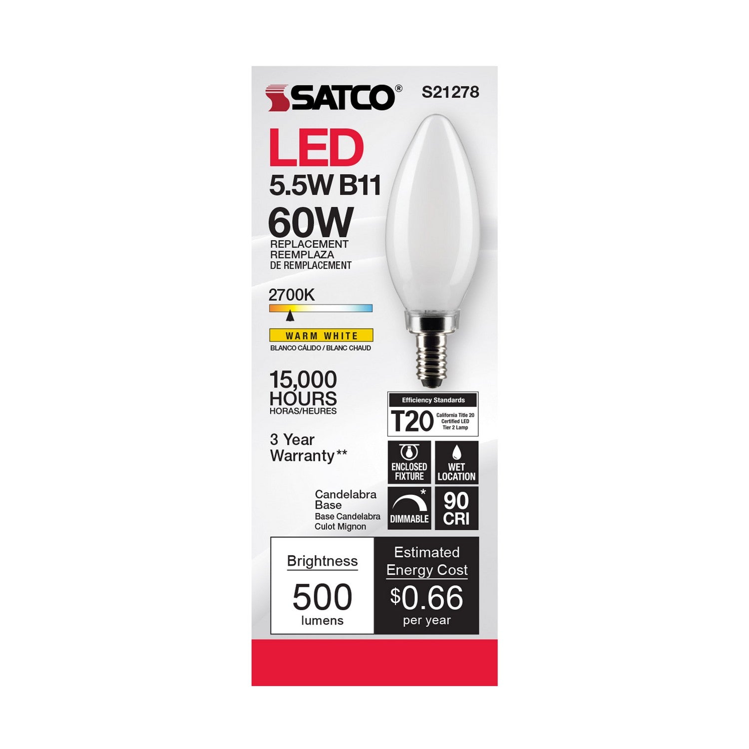 Satco - S21278 - Light Bulb - Frost