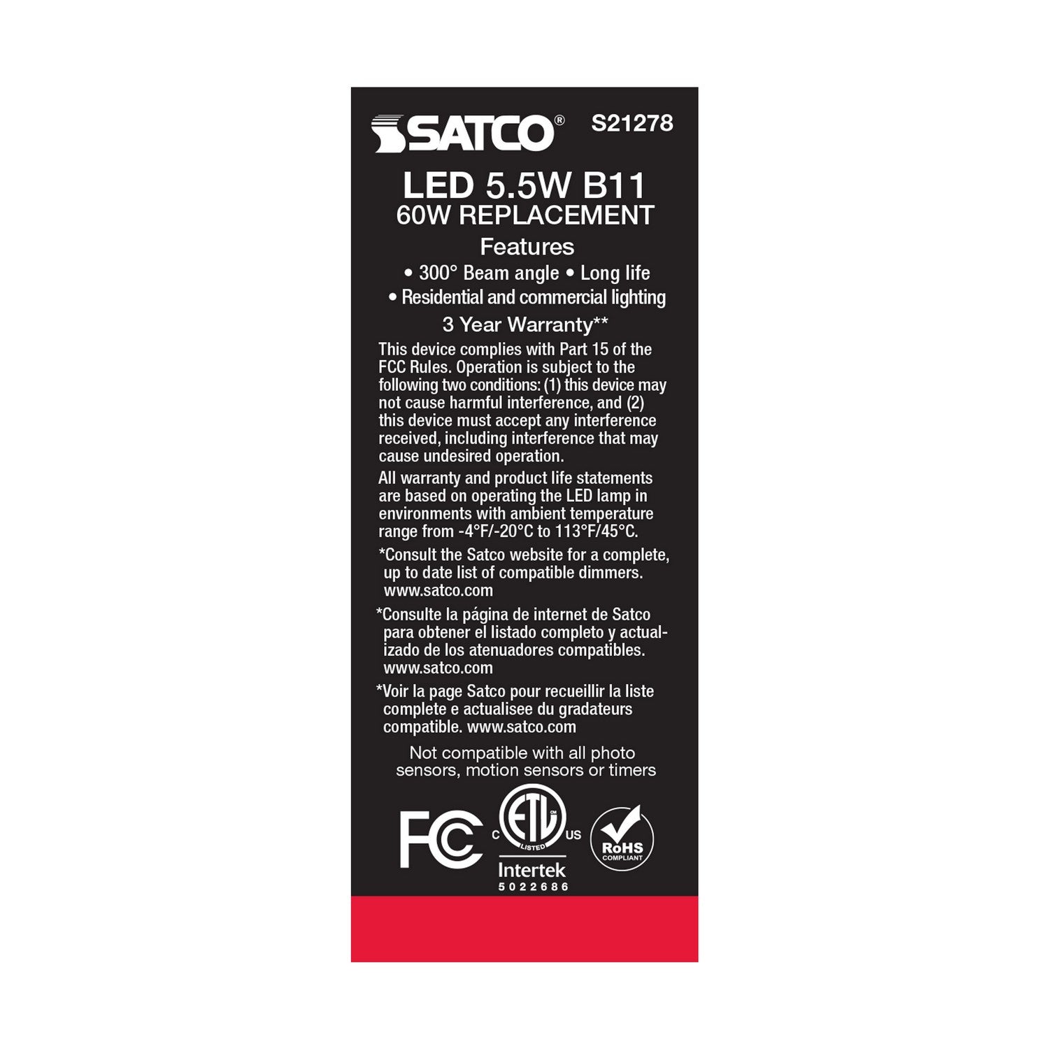 Satco - S21278 - Light Bulb - Frost