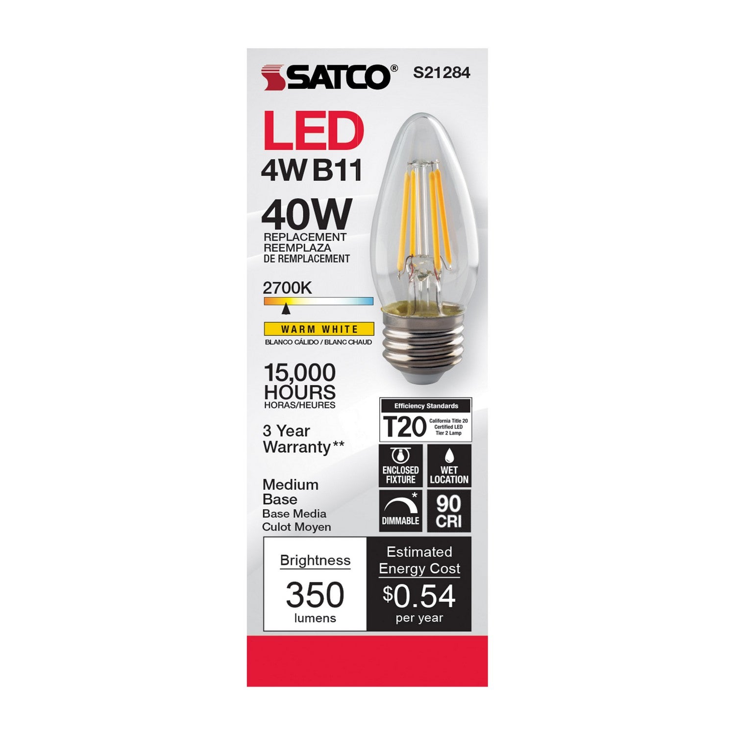 Satco - S21284 - Light Bulb - Clear