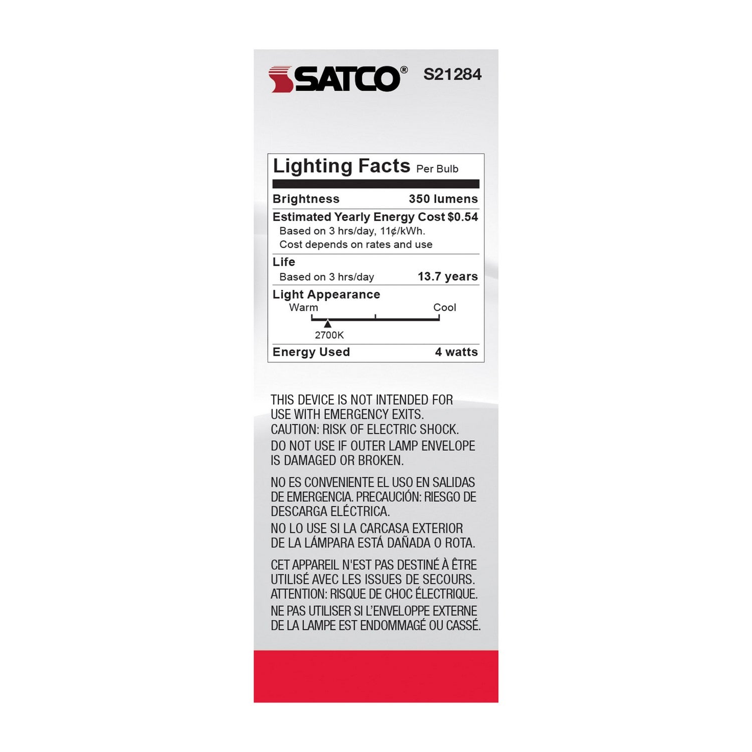 Satco - S21284 - Light Bulb - Clear