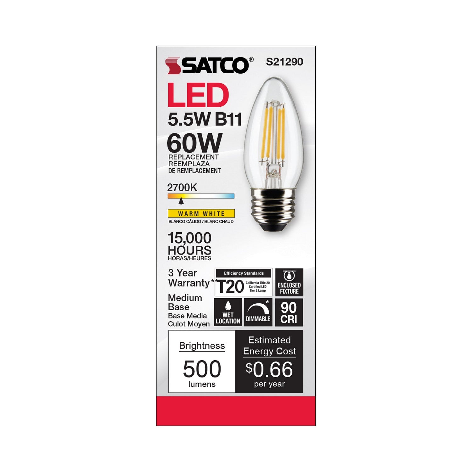 Satco - S21290 - Light Bulb - Clear